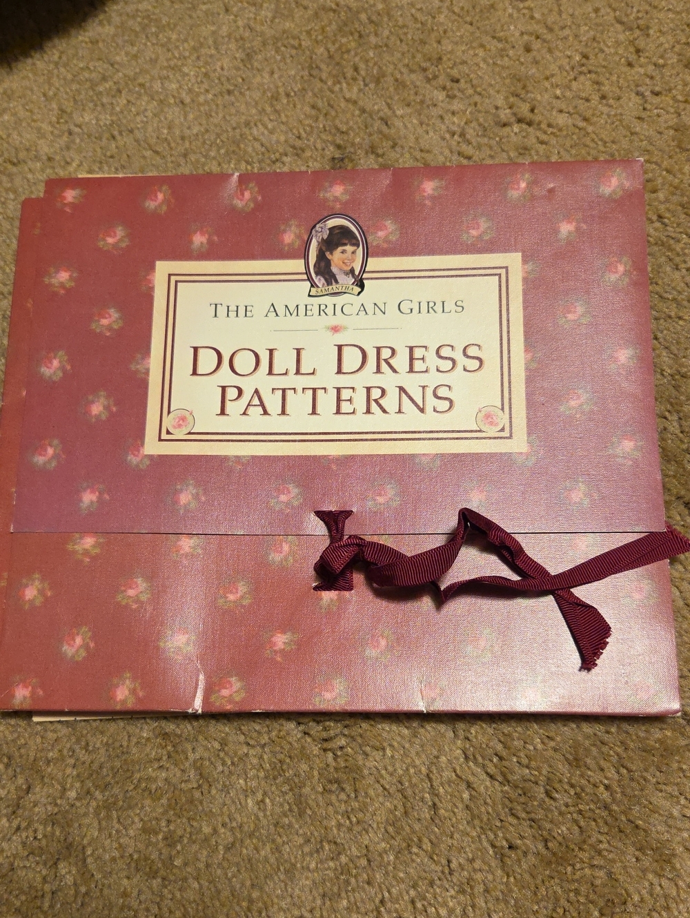 VINTAGE American Girl Burgundy Floral Doll Dress Pattern Book